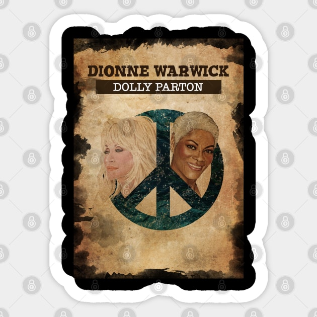 Vintage Old Paper 80s Style Dionne Warwick Peace Sticker by Madesu Art